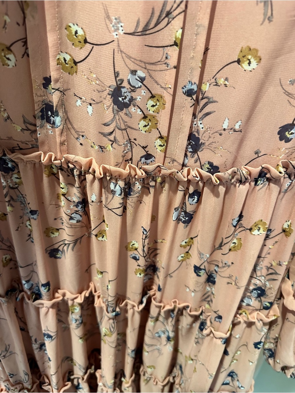 Dainty Jewells Dusty Rose Floral Tiered Midi Dress - Picture 5 of 5